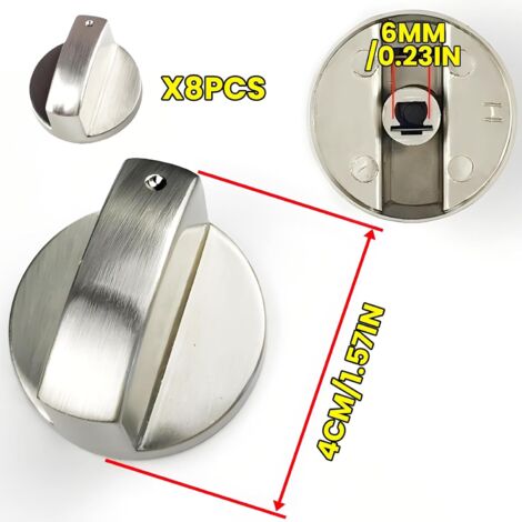 Bouton de Poêle - 8 Pièces Boutons Cuisinière à Gaz en Alliage de Zinc - Bouton Rotatif Universel Pour Four et Surface de Cuisson - Interrupteur de Contrôle 6mm (1/4)