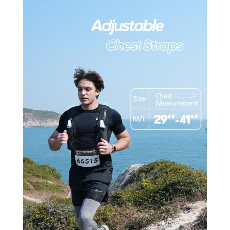 Gilet D'hydratation Zelvot Pour Homme Et Femme – Avec Bouteille Souple 500 Ml, 7 Poches Avant, 2 Arrière, Réglable, Respirant, Réfléchissant