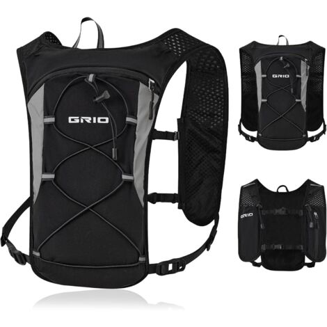 Gilet de course pour homme et femme, sangles de poitrine réglables, gilet d'hydratation avec poche d'eau de 1,5 L, léger, respirant, réfléchissant, pour marathon, sentier, randonnée, cyclisme (1/5)
