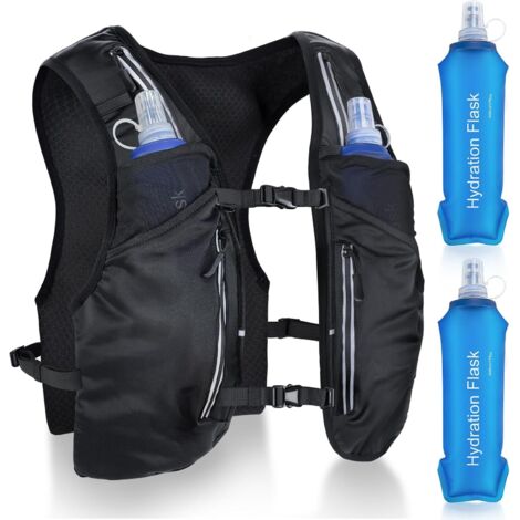 Gilet Running Femme & Homme, Sac Hydratation Trail Léger Réfléchissant avec Gourde Souple 500 ML, Bretelles de Poitrine Réglables pour Course à Pied Randonnée Cyclisme Marathon (1/5)