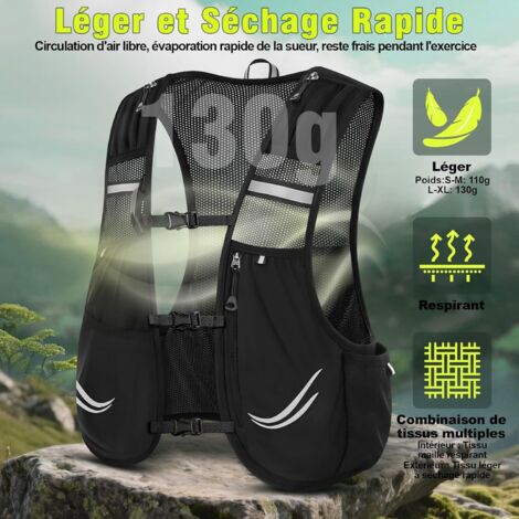 Gilet D’hydratation MAFLASK – Ultraléger, Anti-ballottement, Avec 2 Flasques 500 Ml, Pour Trail, Running Et Randonnée