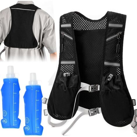 Gilet Hydratation Running Sac à Dos d'Hydratation Sac Trail avec 2 Bouteilles Souples 500ml Gilet Running Léger et Réfléchissant Gilet d'Hydratation de Course à Pied pour Femmes et Hommes (1/5)