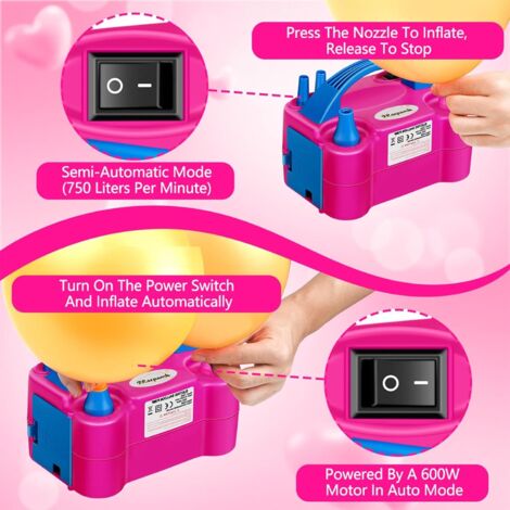 Ballon à Air électrique, Pompe De Gonflage Portable à Double Buse Haute Puissance Ac220 240 V 600 W Pour Fetes Mariages Anniversaires Evenements Et Decorations De Vacances Rose 79173602 Ballon à Air électrique, Pompe De Gonflage Portable à Double Buse Haute Puissance Ac220 240 V 600 W Pour Fetes Mariages Anniversaires Evenements Et Decorations De Vacances Rose 79173602