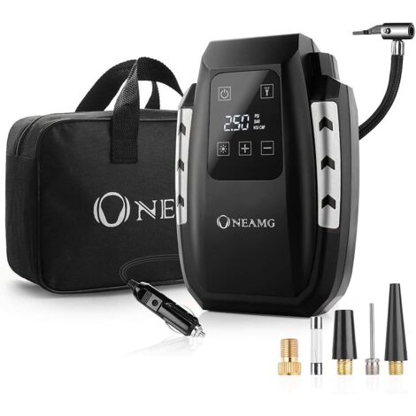 Compresseur à Air Portatif 12V, Digital Portable 12V 150W Auto Gonfleur Pneus Voiture, Electrique Compresseur Air Numérique avec Lampe LED, 3M Câble pour Voiture Vélo (Argent) (1/5)