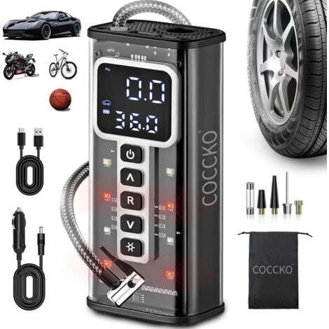 Gonfleur Pneus Voiture Sans Fil, 6000mAh Compresseur à Air Portatif pour Pneus, 150PSI gonfleur velo electrique,LED et Arrêt Automatique, avec 3M Cigarette Lighter 12V et Storage Bag (1/5)