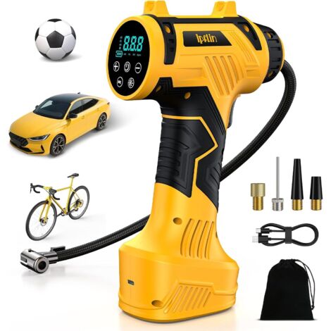Gonfleur Pneus Voiture Sans Fil – 150PSI 22L/Min Compresseur d‘Air Portatif, Batterie Rechargeable avec Arrêt Auto, Écran LED & 4 Modes:Voiture/Vélo/Moto/Ballon (1/5)