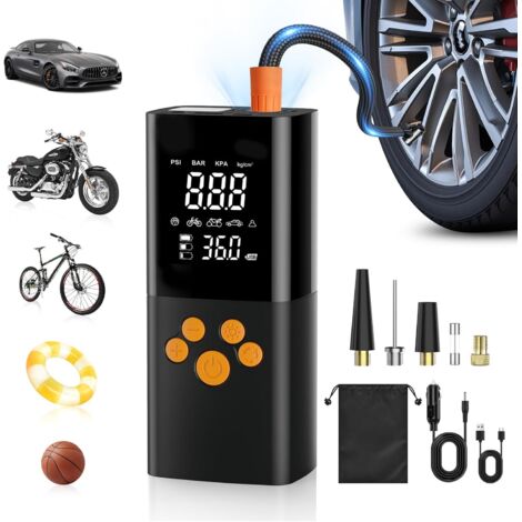 Gonfleur Pneus Voiture sans Fil, 180PSI Compresseur à Air Portatif pour Pneus de Voture avec Batterie 25000mAh, Pompe Electrique Intelligente en Un Clic pour Voiture, Moto, Vélo et Plus (1/5)