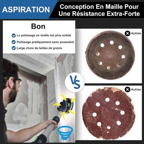 20 Disques De Ponçage 220 Grains – Format 6 Pouces, Fixation Crochet Auto-agrippant