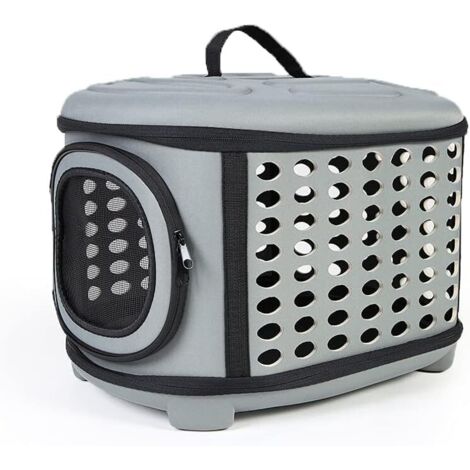 Sac Transport Chat Chien, Cage de Transport Chat Pliable pour Animal de Compagnie, Panier Transport Chat avec Matelas pour Petit Chien, Sac de Voyage Chien en Train/Voiture/Restaurant(Gris) (1/5)