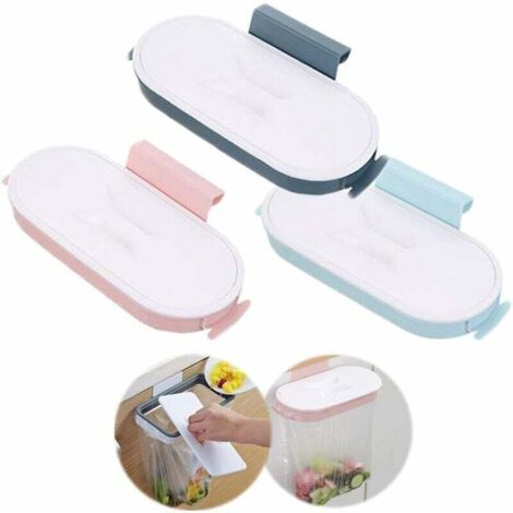 3 pcs Support pour Sac Poubelle de Cuisine, Armoire de Cuisine Porte-Sac Poubelle Poubelle Cuisine encastrable Porte, Porte-ordures Au-Dessus du Panier de Porte de l'armoire Support de Sac Poubelle-Fe (1/4)