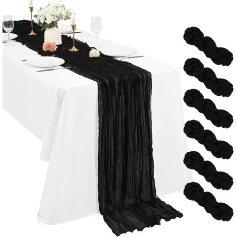 Lot de 6 Chemins de Table en étamine Chemin de Table Bohème en Gaze de 90 x 180 cm, Chemin de Table Rustique et Romantique pour fête de Mariage Thanksgiving décoration de Noël (1/5)