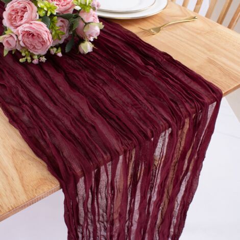 Lot de 1Chemins de Table en étamine Chemin de Table Bohème en Gaze de 90 x 300 cm, Chemin de Table Rustique et Romantique pour fête de Mariage Thanksgiving décoration de Noël (1/5)