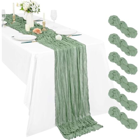 Lot de 6 Chemins de Table en étamine Chemin de Table Bohème en Gaze de 90 x 300 cm, Chemin de Table Rustique et Romantique pour fête de Mariage Thanksgiving décoration de Noël (1/5)