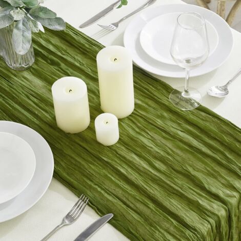 Lot de 1Chemins de Table en étamine Chemin de Table Bohème en Gaze de 90 x 300 cm, Chemin de Table Rustique et Romantique pour fête de Mariage Thanksgiving décoration de Noël (1/5)