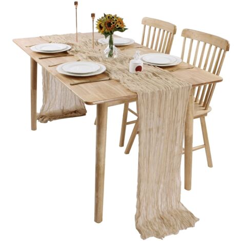 Lot de 1Chemins de Table en étamine Chemin de Table Bohème en Gaze de 90 x 300 cm, Chemin de Table Rustique et Romantique pour fête de Mariage Thanksgiving décoration de Noël (1/5)