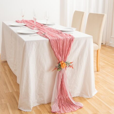 Lot de 1Chemins de Table en étamine Chemin de Table Bohème en Gaze de 90 x 300 cm, Chemin de Table Rustique et Romantique pour fête de Mariage Thanksgiving décoration de Noël (1/5)