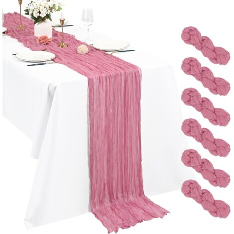 Lot de 6 Chemins de Table en étamine Chemin de Table Bohème en Gaze de 90 x 180 cm, Chemin de Table Rustique et Romantique pour fête de Mariage Thanksgiving décoration de Noël (1/5)