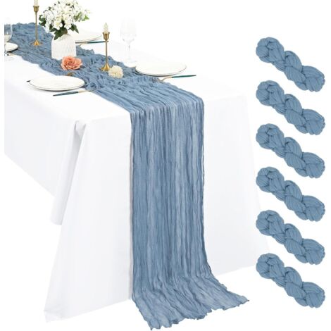Lot de 6 Chemins de Table en étamine Chemin de Table Bohème en Gaze de 90 x 400 cm, Chemin de Table Rustique et Romantique pour fête de Mariage Thanksgiving décoration de Noël (1/5)