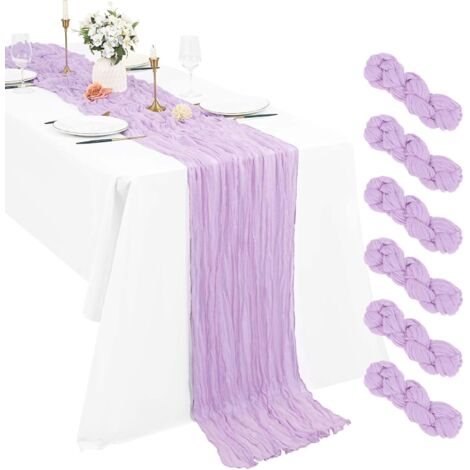Lot de 6 Chemins de Table en étamine Chemin de Table Bohème en Gaze de 90 x 180 cm, Chemin de Table Rustique et Romantique pour fête de Mariage Thanksgiving décoration de Noël (1/5)
