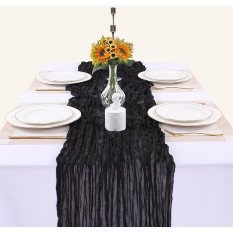 Lot de 1Chemins de Table en étamine Chemin de Table Bohème en Gaze de 90 x 300 cm, Chemin de Table Rustique et Romantique pour fête de Mariage Thanksgiving décoration de Noël (1/5)
