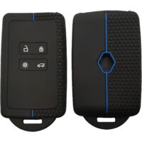 Lot de 2 Coques de clé de Voiture pour Renault Clio Megane Koleos Kadjar Kangoo Twingo Talisman Captur Espace Dacia Duster Coque- Coque de clé en Silicone - 4 Boutons (Bleu Foncé)