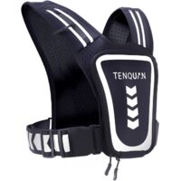 Gilet de Course avec Support Téléphone, Gilet de Course Réglable et Réfléchissant avec Support Téléphone, Poche Imperméable et Porte-Clés, Gilet de Course Léger pour Hommes et Femmes (Noir)