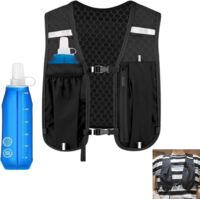 Gilet de course pour homme et femme - Gilet de course avec gourde de 500ml - Réfléchissant - Avec support pour téléphone portable - Gilet d'hydratation pour la course à pied - Pour cyclisme, randonnée
