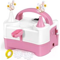 Pompe à Ballons Électrique, Gonfleur Ballon Portable avec 4 Accessoires, Pompe à Air Electrique avec Gonfleur à Double Buse, Pompe Ballon d'anniversaire, Fête, Décoration de Noël (Rose Blanc)