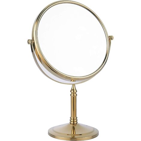 Miroir de Salle de Bain Gold, Miroir grossissant 1X et 3X, Miroir de Table de Toilette pivotant à 360°, Miroir de Maquillage Double Face pour la Salle de Bain, la Chambre et Le Bureau