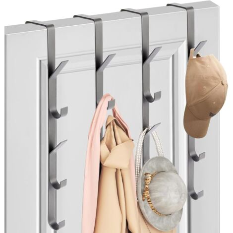 Lot de 4 x 5 crochets de porte en acier inoxydable - Crochet de porte vertical universel - Porte-serviettes au-dessus de la porte - En acier inoxydable - Pour vêtements, serviettes, peignoirs (1/5)
