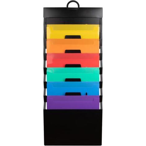 Trieur Mural Porte Revue A4 Présentoir, Mural Organisateur de Fichiers à Suspendre, Pliable en Plastique Magazines Poches de Rangement, Cascade Support pour Bureau, Scolaire (1/5)