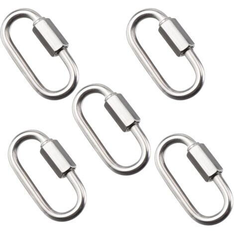 12Pcs Connecteurs Rapides en Acier Inoxydable à vis M4 Maillon Rapide en Acier Inoxydable D Forme Mousqueton Maillons de Chaîne pour extérieur/intérieur