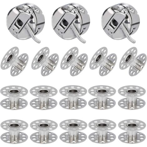 3 Pièces Boîte à Canette pour Machine à Coudre, 15 Pièces Bobine en Métal, Compatible pour Singer Janome Brother Machine à Coudre Domestique Standard (1/5)