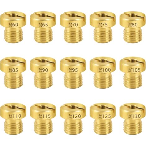 15 Pièces Gicleurs 6mm Carburateur Principal Jet Set pour Carburateur Dell'Orto PHBN-PHVA 60-130mm Taill (60/65/70/75/80/85/90/95/100/105/110/115/120/125/130) pour Scooter Moto (1/5)