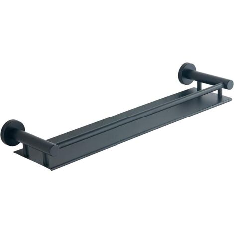 Étagère murale de salle de bain avec rail en acier inoxydable 304 pour décoration de salle de bain (noir mat) (1/5)