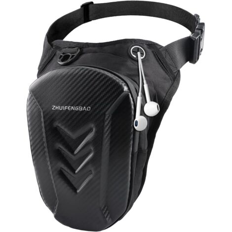 Sacoche de Jambe Moto, Sac de Jambe Tactique Imperméable, Multifonctionnel Sacoche de Cuisse Moto pour Moto, Cyclisme, Randonnée, Pêche (Noir)
