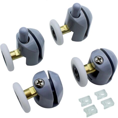 Lot de 4 rouleaux de porte de douche – Rouleaux en verre avec roues de 23 mm, remplacement pour cabine de douche, porte de chambre et moustiquaire (1/5)