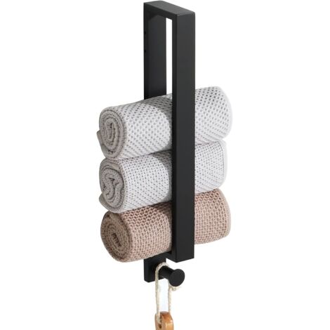 Anneau Porte Serviette avec Crochet Salle de Bain, Support Serviette Mural en SUS304 Acier Inoxydable pour Cuisine Lavabo Toilette, 40CM Noir Mat, EGKN2210-400-1HK-B (1/5)