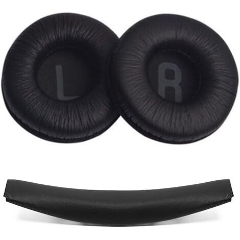 Lot de 3 coussinets de tête compatibles avec JBL T450/T500 BT, Tune600, 510BT, JR300,70 mm et coussin de bandeau pour Tune600 (noir) (1/5)