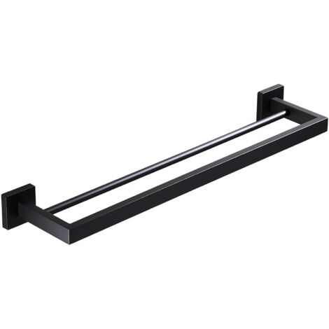 Porte-serviettes mural double pour salle de bain Noir mat 60 cm (1/5)