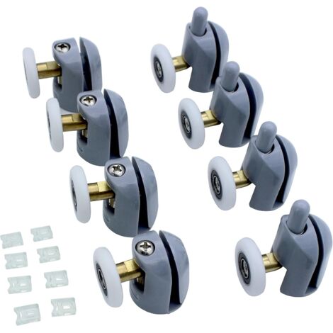 Lot de 8 rouleaux de porte de douche en verre pour cabine de douche, salle de douche, rouleau de rechange pour porte de douche de 23 mm (1/5)