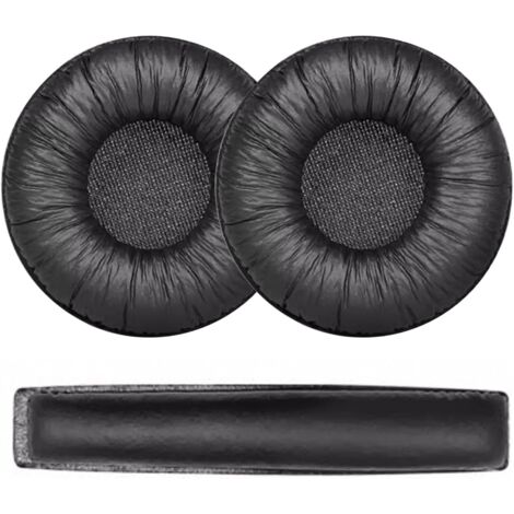 1 paire de coussinets d'oreille et 2 coussinets d'arceau pour casque Sennheiser PX100/200/100-II, expérience sonore améliorée, cuir, mousse souple, pièces de réparation, noir (1/5)
