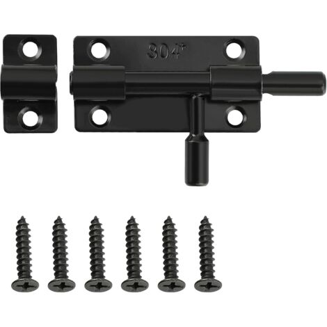 Loquet Porte, Loquets et Verrous Porte Fermoir Pratique, Verrou Porte Exterieur pour Portes, Fenêtres, Clôtures, en Acier Inoxydable SUS304, Verrou Porte Coulissante, Noir (1/5)