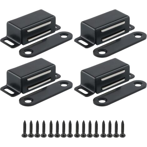 4 Pièces Aimant Porte Placard 4.5 CM pour Porte de Placard de Cuisine, Loquet de Porte Magnétique Aimant Meuble Fermeture pour Tiroir, Armoire, en Acier Inoxydable, Noir (1/5)