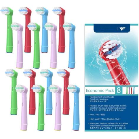 Pack de 16 Pour Oral B Tête de Brosse à Dents électrique Compatible Pour Enfants Pour Enfants, Tête de Brosse de Rechange Oral B Adaptée à la Plupart des Séries de Brosses à Dents Compatibles