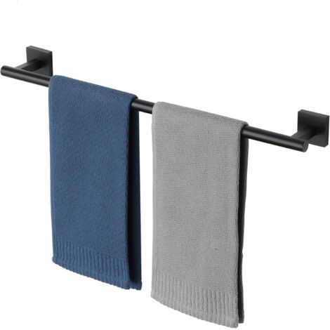 Porte Serviette Salle de Bain, Longueur 60 CM, Porte Serviette Mural en SUS 304 Acier Inoxydable, Porte Serviette Cuisine Antirouille et Durable, Porte Serviette avec Percage, Noir (1/5)