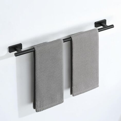 Porte Serviette Mural, Longueur 60 CM, Barres Porte-Serviettes Support Mural, en SUS304 Acier Inoxydable, Porte Serviette de Bain Antirouille et Durable, Noir (1/5)