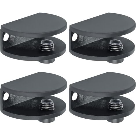 4 Pièces de Pinces à Verre, Support de Verre Réglable, Finition Peinture, Verre Adaptatif de 5-10 mm d'Épaisseur, Pince de Support de Verre, Pratique Pince Verre, Noir