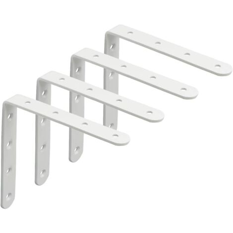 4 Pièces Supports d' Étagères Muraux Robustes, 12.5 CM, Equerre Etagere Murale à Angle Droit de 90°, Supports d' Étagères Muraux en Acier Inoxydable pour Chambre/Salle de Bain/Cuisine,Blanc (1/5)