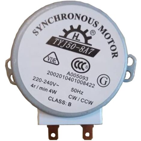Moteur micro synchrone AC 220-240 V 4 W 6 tr/min 48 mm de diamètre pour souffleur d'air chaud 50/60 Hz CW/CCW TYJ50-8A7 Moteur de plateau de four à micro-ondes